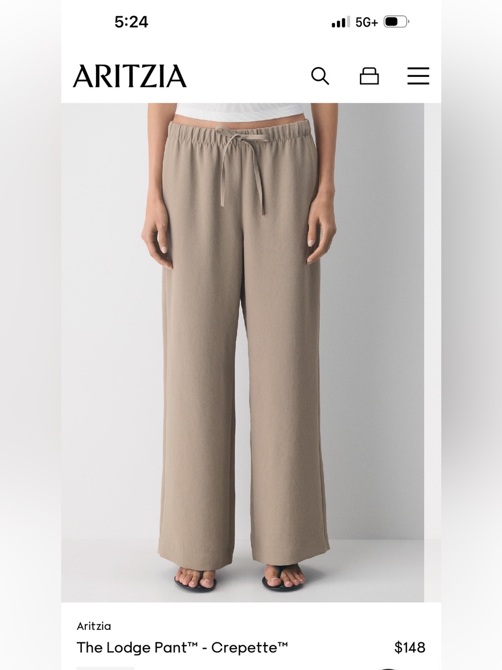 Wilfred Lodge Wide-Leg Drawstring Pants in Taupe